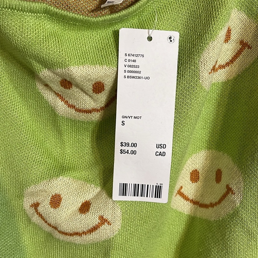 Green Smiley Face Knit Tank Top size small - Picture 3 of 3